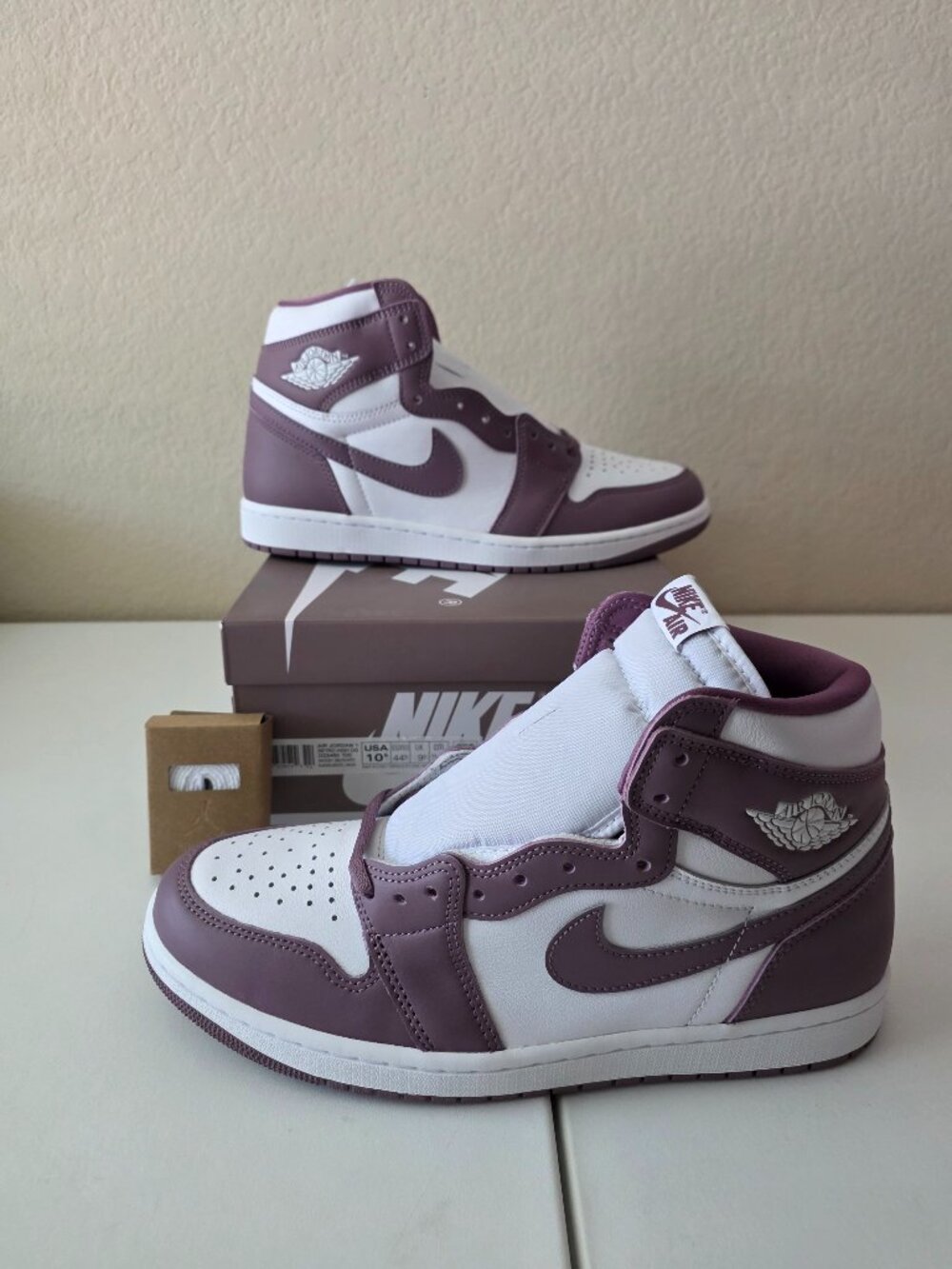 NIB Nike Air Jordan 1 Retro High OG 10.5 Men DZ5485-105 White Mauve